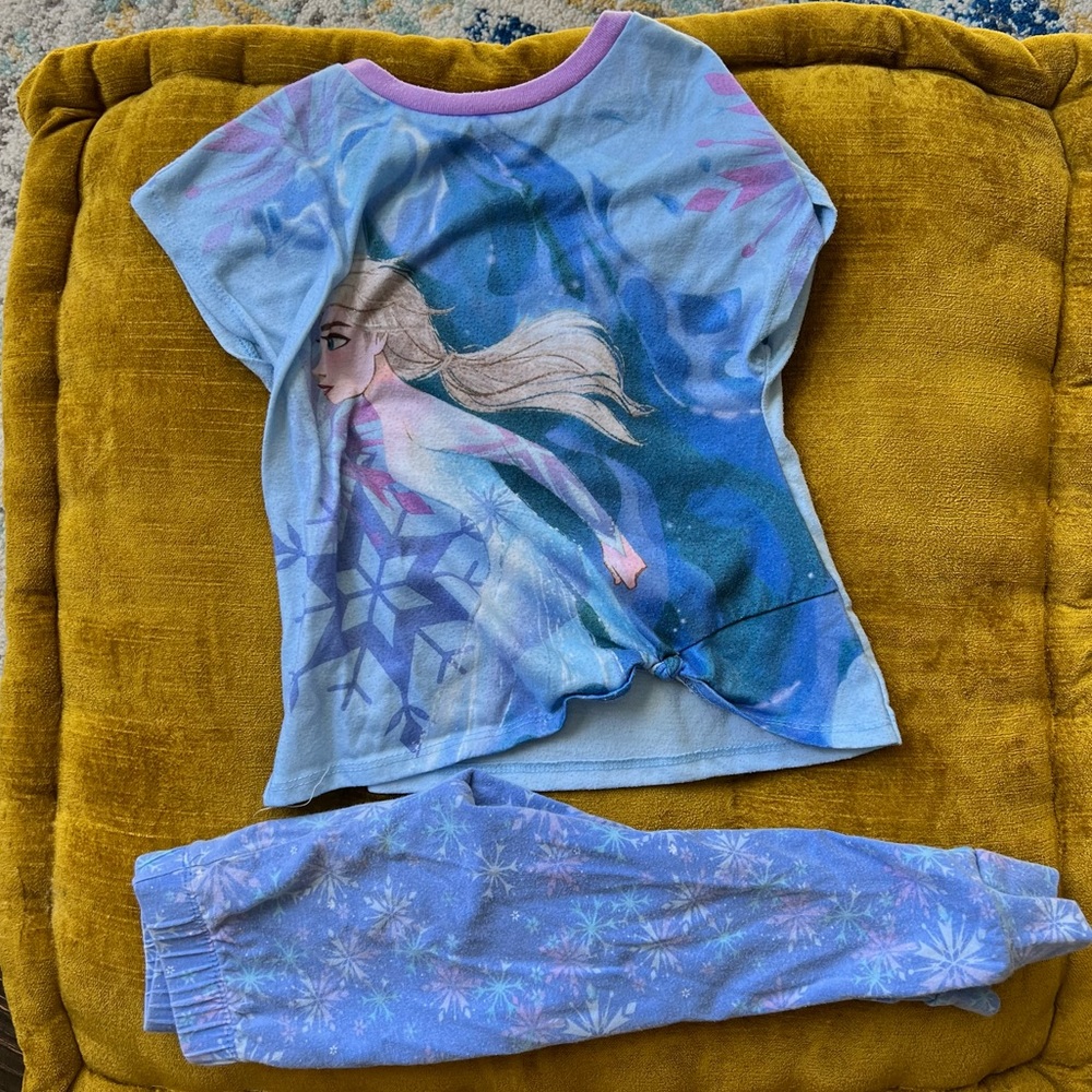 Disney Collection Toddler / Little Girls Shirt Sleeve Pajama with Pants Set